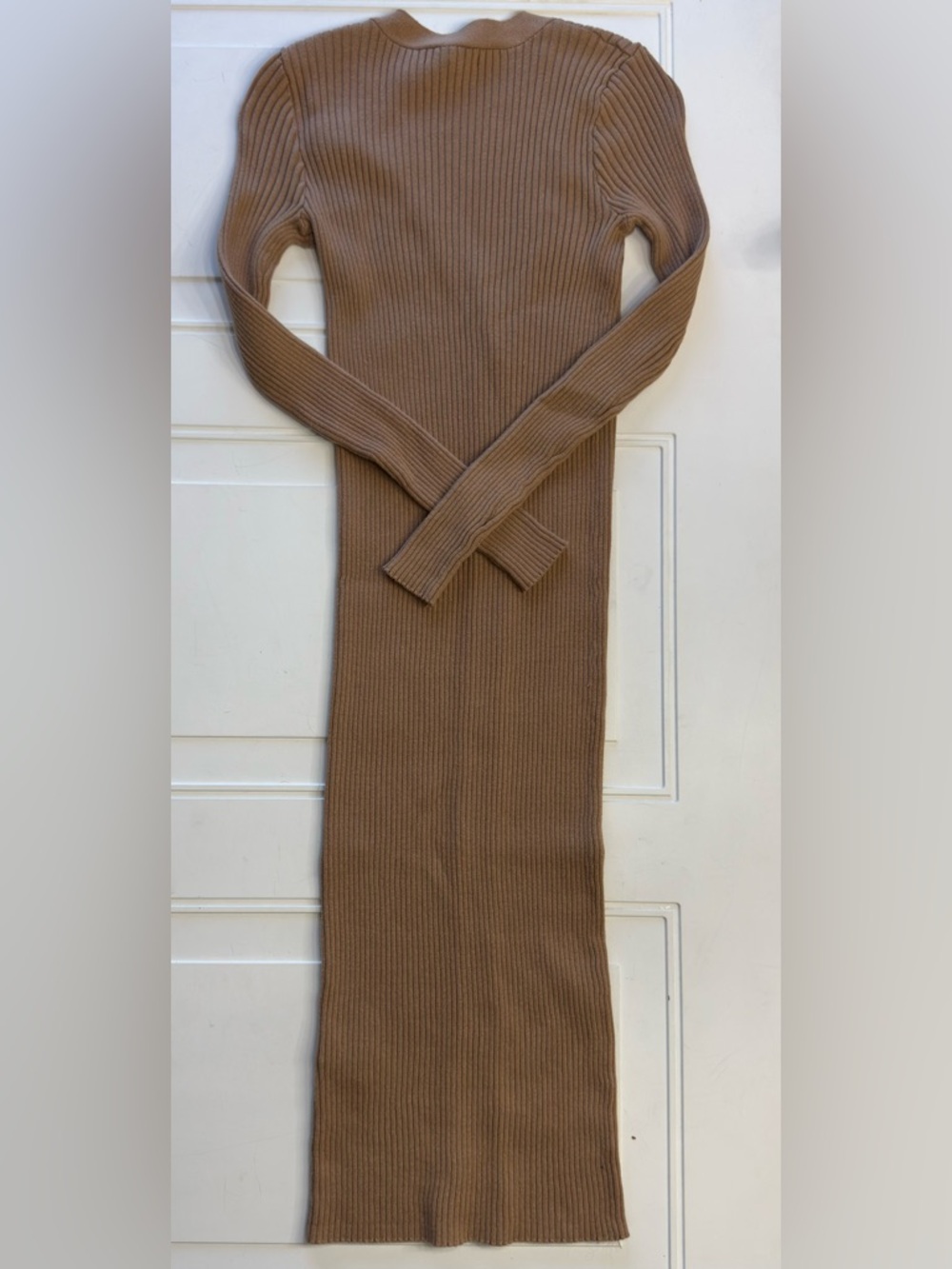 Forever 21 Women’s Sz S Brown Ribbed Super Stretchy Button Up Maxi Dress - Picture 6 of 7